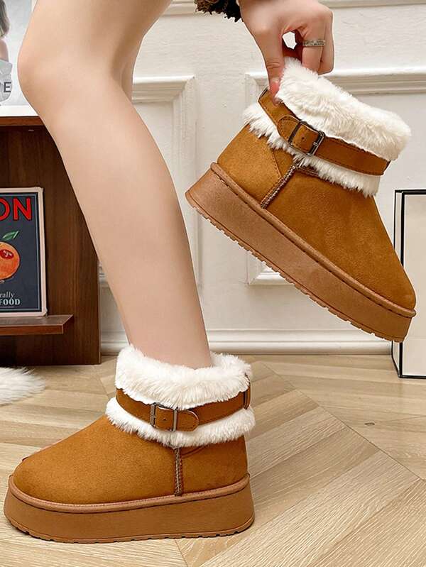 Damen Mode Kurze Dicksohlige Warme Schneestiefel, Herbst/Winter