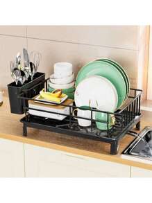 1 set d'étagère de cuisine à double niveau, égouttoir à vaisselle, rangement multifonctionnel pour bols, boîte de rangement pour armoire pour la maison