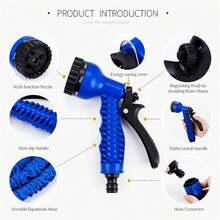 DMA Buena Calidad  Manguera de Jardín 15m,22.5m,30m,38m,46m Expandible 3X de su tamaño original, Manguera de Retracción para riego de jardines, plantas, baño de mascotas, lavado de automóviles. Manguera Expandible 22.5m/75 ft con Boquilla Rociadora de Multifunción de 7 distintos tipos de riego y aspersión para tu jardín. Color Sorpresa (Azul y Verde) - Azul - Ver 3