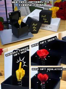 惊喜礼盒，完美的恶作剧手形弹出式礼物，成人礼盒，新奇有趣的圣诞恶作剧中指手形雕像，为您的母亲、父亲、妻子、女友、男友、丈夫或朋友的生日、派对或休闲聚会增添趣味，用这款迷人又奇特的礼盒增添惊喜、欢乐、恶作剧、趣味礼物，母亲节毕业礼物