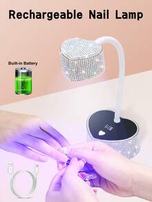 带智能传感器的 UV LED 美甲灯、便携式可充电迷你免提 UV 灯、可旋转无绳美甲烘干机、速干凝胶指甲油固化灯、鹅颈发光固化灯，适合家庭和沙龙使用 - 彩色 - 查看 4