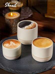 shoxil 1pc Ceramic Coffee Cup, Coffee Mug, Tea Cup, Tea Mug, Latte Mugs, Espresso Cups, Microwave And Dishwasher, Gifts, Used For Weddings, Festival - Beige - View 6