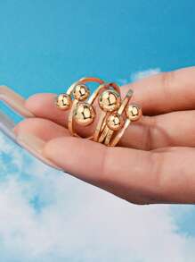 1pc Fashionable, Sexy & Elegant Vintage Globe Hurricane Ball Shaped 18K Gold Plated Metal Open Adjustable Ring Suitable For Women Daily Wear With Various Outfits