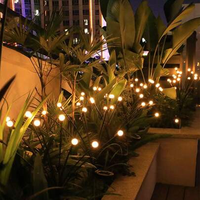 6颗LED太阳能路径灯，防水太阳能花园灯，萤火虫灯，户外太阳能地灯