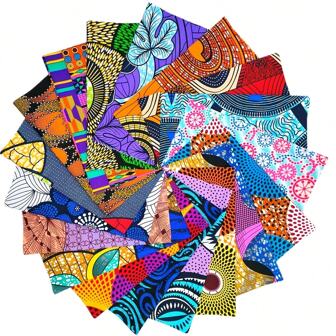 18pcs 35x35cm Ankara Style African Wax Printed Fabric, Polyester Material, Suitable For Garment Making/DIY Sewing Crafts