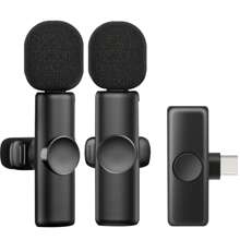 Wireless Lavalier Microphone For Phone IPad TypeC Lapel Mics Plug-Play 2.4G Ultra-Low Delay Built-In Noise Reduction Chip 8H Working Time For Video Recording Interview Podcast Vlog