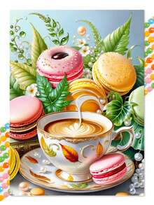 1 Pc Desserts And Coffee Diamond Painting Full Round Diamond Food Photos Embroidery DIY Kitchen Restaurant Decoration Handmade Hobby Gift - Green - View 11