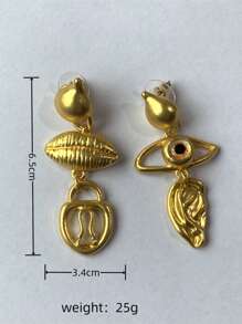 1 par de aretes de mujer con estilo vintage, aretes tipo gota con diseño de ojo del diablo en color mate y acabado vintage francés para damas