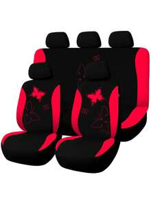Butterfly Pattern Car Seat Covers Full Set – Universal Fit For SUV/Sedan/Van (5 Headrest Covers + 2 Front Seat Covers + 2 Rear Seat Covers) | Airbag Compatible, Stylish & Practical - Type a - View 13