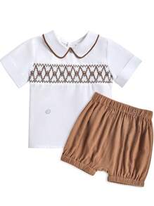 New Summer Two-Piece Suit For Boys And Girls, Casual Breathable Tops And Elastic Shorts, Suitable For Children Aged 0-5 Years Old, Suitable For  And Home In Summer