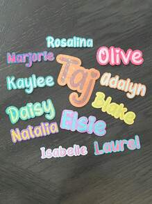 Custom Name Printed Gradient Color Stickers, Personalized Gradient Font Stickers, Paper For Windows, Glasses, Mugs, Water Bottles, Wine Glasses, Custom Text Decals For Weddings, Etc., College Daily Name Stickers, Personalized Rectangular Stickers,Art Activities For Children