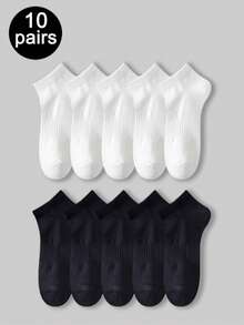 1/5/10/20 Pairs Black & White Leg Warmers Set, Minimalist Multi-Functional Casual, Sports, Ankle, Low-Cut, Invisible Leg Warmers, Unisex, All Season - Multicolor - View 4