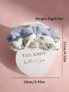 2件套女士印花灯芯绒发圈，发绳，发饰，发圈发带，头饰，马尾辫发圈 - 藍色 - 查看 3