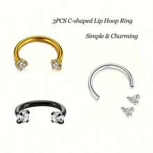 1 pezzo Anello a forma di C elegante e seducente in acciaio inossidabile per labbra, naso, piercing semplice per il corpo come regalo per feste e vacanze