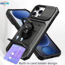 全新军用级 360° 可旋转手机支架卡槽手机壳，防摔兼容 Apple 11/12/13/14/15/16 Pro Max、Galaxy S22/23/24/25+、U A04/A05/A14/A15/A24/A25/A34/A54 A56/A36/A26 - 黑色 - 查看 6