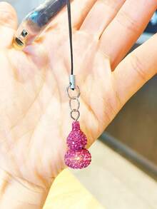 Pink Full Diamond Cherry Phone Pendant Shining Full Diamond Cute Cherry Phone Hanging Rope Cute Gourd Phone Hanging Rope - Multicolor - View 18