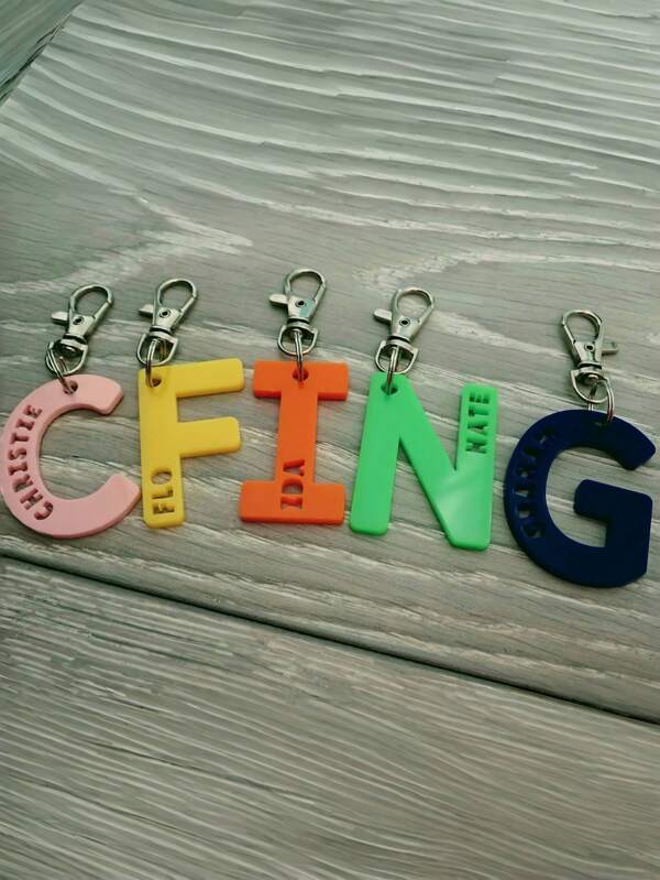 Personalised Letter Name Keyring Bag Tag. Back To School. Stocking Filler Charm Acrylic Custom Colour Charm School Keys Lunch Choice