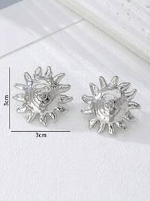 1 Par de Aretes de Botón Metálicos Geométricos de Moda y Versátiles, Adecuados para Uso Diario