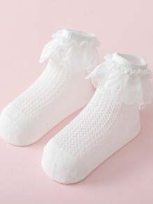 3 pares de calcetines de malla transpirables con ribete de encaje para niñas bebé, de estilo princesa, con diversos patrones, finos para verano