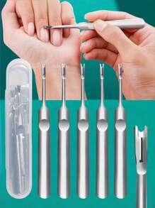 5-częściowy profesjonalny stalowy odpychacz do skórek, przyrząd do usuwania skórek, widelec do przycinania skórek, zalecenie dotyczące manicure, narzędzie do usuwania martwego naskórka, zadziorów i odcisków - klasa medyczna, łatwy w chwytaniu zestaw do pedicure z wklęsłą rączką i pudełkiem do przechowywania - zestaw narzędzi do manicure i pedicure dla dorosłych (mężczyzn i kobiet), prezenty dla rodziny, przyjaciół, ukochanych, na powrót do szkoły.