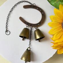 普通金属马蹄形风铃，配黄麻绳和铜铃 - 非常适合花园或门廊装饰 - 彩色 - 查看 9