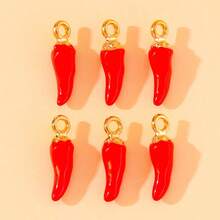 20/30Pcs Cute Red Chili Small Pendant Enamel Alloy Mini 3D Simulated Handicraft Jewelry Accessories For DIY Making Bracelets, Earrings And Key Chains