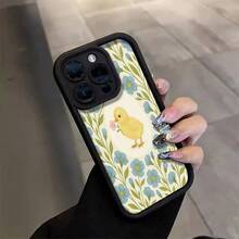 Easter Chick With Blue Flowers Phone Case For IPhone 16 Pro Max/16 Plus/16 Pro/16/15/14/13/12/11, Unisex, Scratch Resistant TPU, Full Body Ultra Thin, Shockproof With Camera Guard - White - View 5