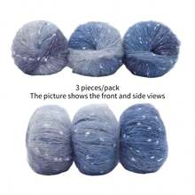 50g Set di 3 palle di filato morbido e appiccicoso con motivi a pois e fiocchi di neve sfumati, adatto per realizzare all'uncinetto vestiti, sciarpe, maglioni