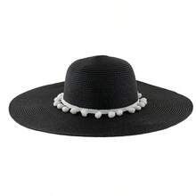 Bride Beach Hat, Pom Pom Sun Hat, Personalized Mrs Gift, Floppy Hat, Bachelorette Party Gift, Bridal Shower Gift, Bridesmaid Gift - Multicolor - View 9