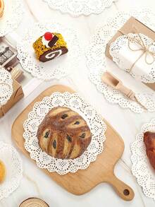 100 Pcs Round White Paper Doilies, Lace Paper Place Mats Rustic Scallop Doily Disposable Paper Table Pads For Food Cakes Crafts Party Weddings Tableware Decor - White - View 4