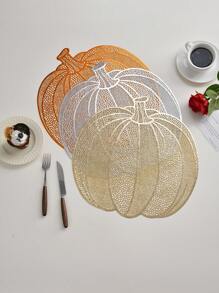 1-12 pièces Dessous de plat feuille de citrouille d'Halloween, dessous de plat citrouille creuse en PVC pour Thanksgiving, convient pour la décoration de la table de fête