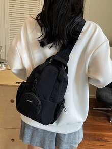 1pc Solid Color Nylon Fabric Unisex Backpack, Multifunctional Handbag Shoulder Bag, Suitable For College Students, Zipper Closure, Daily Use (With Coin Pocket), School Backpack - Multicolor - View 7