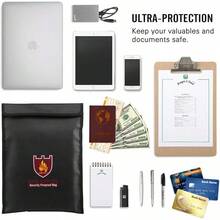 Fireproof Money & Document Bag, MoKo File Document Organizer 15 X 11 Fire & Resistant Cash & Envelope Holder, Protect Your Valuables, Documents, Money, Zipper Closure, Black - Black - View 3