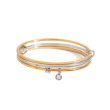 Uworld Minimalistisches zweifarbiges, kreisförmiges Wellenarmband, 3er Set stapelbare Edelstahl Armbänder, Damen Accessoires, Partygeschenk, 18 Karat Goldplattierung