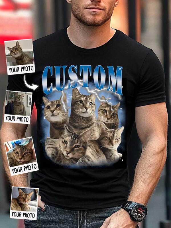 Personalisiertes Herren Süßes Gesicht Shirt Bootleg Rap Tee, Freundin Gesicht Shirt Lustiges T-Shirt, Hund Katze Gesicht Shirt, Geburtstagsgeschenk für ihn. Jahrestags-Geschenk, Valentinstags-Geschenk kann Freundin Gesicht Shirt Lustiges T-Shirt für Freund mit Freundin Gesicht darauf (Kann personalisiert werden mit Selfie/Familienfoto/Freundfoto/Party/Team/Freund/Freundin/Paar Matching/Arbeitskleidung) für Geburtstage, für Urlaub/Feiertage, für Schule/Wettbewerb, für Sport/Klettern