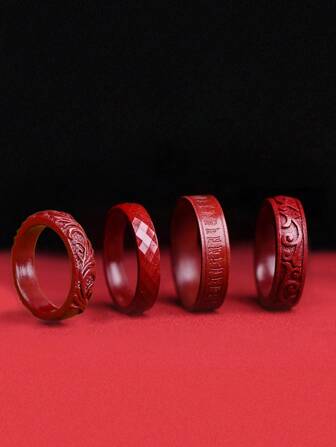 Feng Shui Cinnabar Ring, Genuine Cinnabar Ring, Vintage Chinese Style High Cinnabar Content Purple Gold Sand Ring, Elegant Decoration Suitable For Men & Women, Perfect Gift For Loved Ones, Symbol Of Luck, Wealth & Health