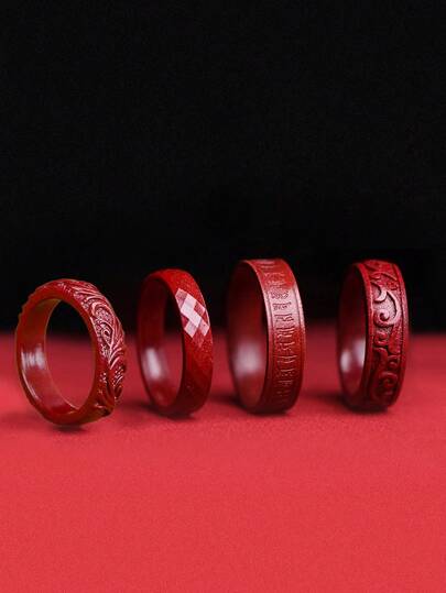 风水朱砂戒指，真品朱砂戒指，复古中国风高朱砂含量紫金砂戒指，优雅装饰，男女皆宜，馈赠亲友的完美礼物，象征好运、财富和健康