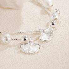 1 件女士双层银杏叶手链，独特设计，适合送给女朋友、闺蜜的多功能礼物