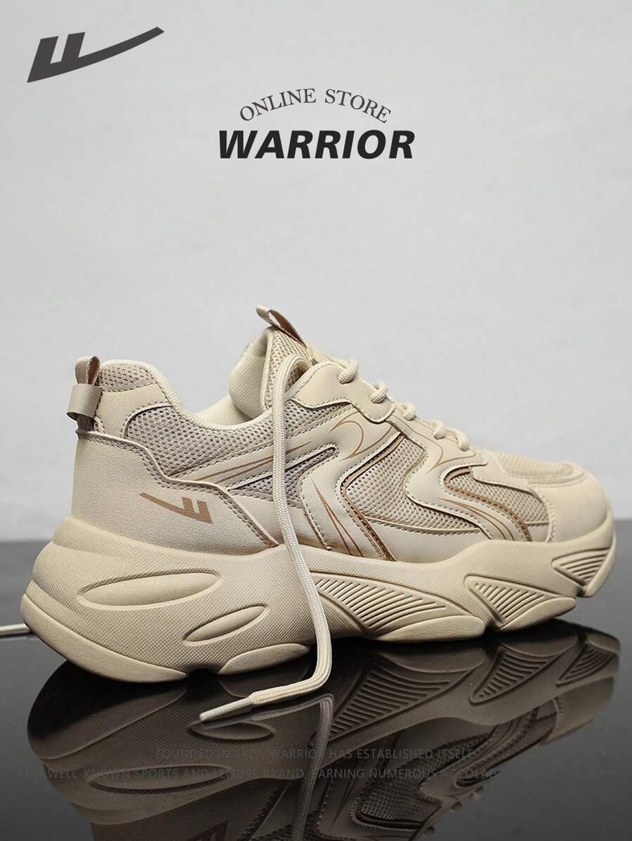 WARRIOR 1 par de zapatillas deportivas casuales de estilo grueso color caqui para pareja, modelo 2025 - Zapatillas de moda transpirables para ocio y deportes al aire libre, zapatillas de fitness y running, zapatillas para estudiantes, versátiles para fotografía y uso diario, zapatillas gruesas para mujer