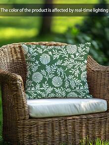 1pc Outdoor Pillow Cover, Stripe, Plaid, Floral Print Pattern, Single-Sided Digital Print, Suitable For Various Room Types, Back To School Season, Great Gift, Atmosphere Decor Pillow Cover, Suitable For Outdoor, Beach, Slightly Water-Resistant Cover, No Pillow Insert Included - Green - View 2