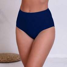 Women's High Waisted Swim Bottoms Swimsuit Full Coverage Bikini Bottoms - Navy - View 2