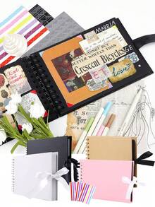 1pc 60-Page (30 Sheets) Kraft Paper Scrapbook, DIY Meaningful Scrapbooking Album Gift, PVC Photo Corners, For Wedding Guest Book, Anniversary, Family DIY Scrapbook - For Handmade Paper DIY, Birthday Gift, Graduation Gift, Family Collection Commemorative Gift - Multicolor - View 3