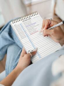 Trees 1本无日期待办事项笔记本/每日计划本/螺旋装订任务清单/日程本，提高效率，8.5英寸 x 5.5英寸，100克纸张，适合学校用品，返校季必备 - 藍色 - 查看 5