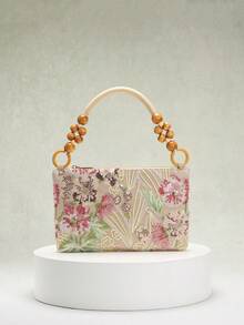 SCULPTEDSTYLE BAGS 1 件彩色 PVC 亮片花卉和叶子图案假日风格女士腋下包，时尚圆环编织肩带单肩包，适合夏季海滩旅行休闲（花卉图案随机发送） - 彩色 - 查看 4