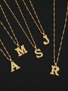 1 Peça Colar Pingente com Letra Maiúscula de A-Z em Cor Dourada Feminina, Presente de Joia de Luxo para Encontros, Festas, Casamentos
