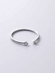 S925 纯银脚环 18K 白金镀复古双锆可调节夏季海滩脚饰品趾环适合女士女孩日常佩戴