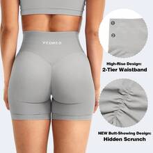 YEOREO Workout Shorts Womens Butt Lifting 4.5\" Seamless Hidden Scrunch High Waist Gym Tummy Control Christiy Biker Shorts Fall Clothes For Women Black Shorts - 淺灰色 - 查看 7