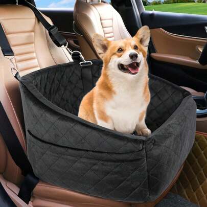 Dog Car Seat For Small Medium Dogs,Detachable Washable Dog Booster Seat Under 30lbs, Pet Car Seat Travel Bed With Storage Pockets And Dog Bel