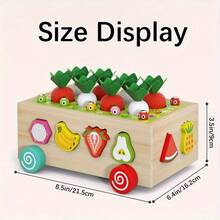 6-In-1 Wooden Toy For Children, Valentine's Day Gift Ideas, Carrot Picking Toy, Shape Sorting Puzzle, Fine Motor Skills Training Toy - Nhiều màu - Xem 2