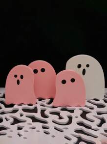 4 件可爱鬼魂系列木制工艺品万圣节装饰，创意家居桌面装饰用品 - 彩色 - 查看 7